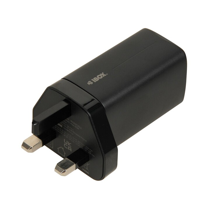 iBOX C-65 Negro, cargador universal GaN 65W Enchufe del Reino Unido
