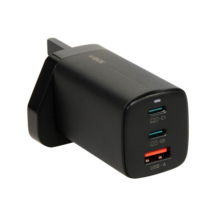 iBOX C-65 Negro, cargador universal GaN 65W Enchufe del Reino Unido