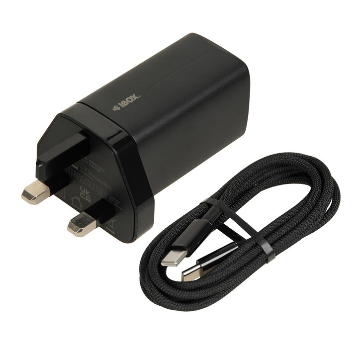 iBOX C-65 Negro, cargador universal GaN 65W Enchufe del Reino Unido