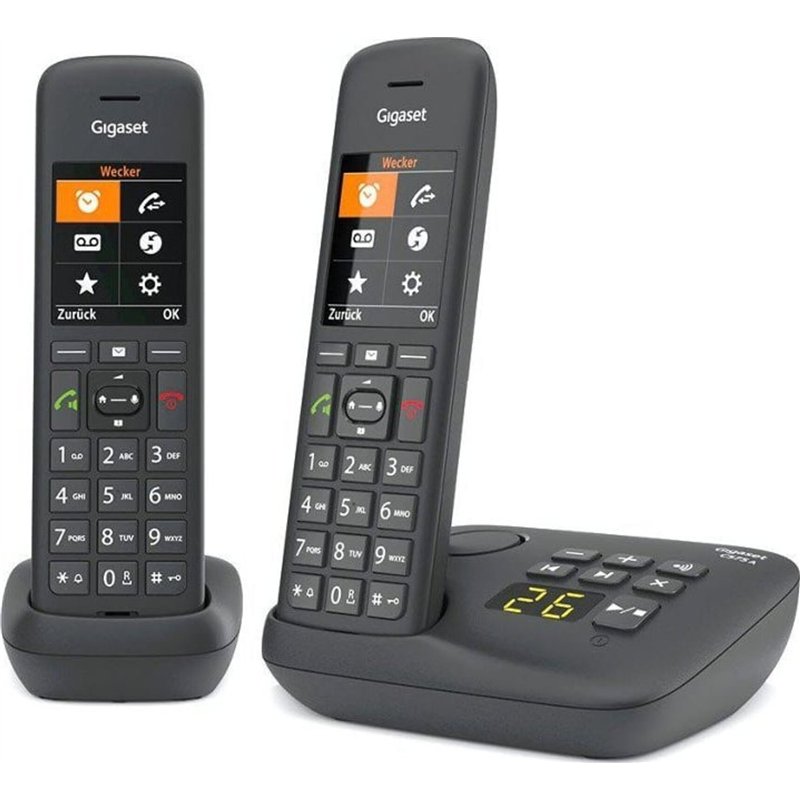 GIGASET C575A Duo preto com comutadores analógicos DECT 2 dispositivos Ecrã TFT colorido Mãos livres Agenda para 200 entradas De