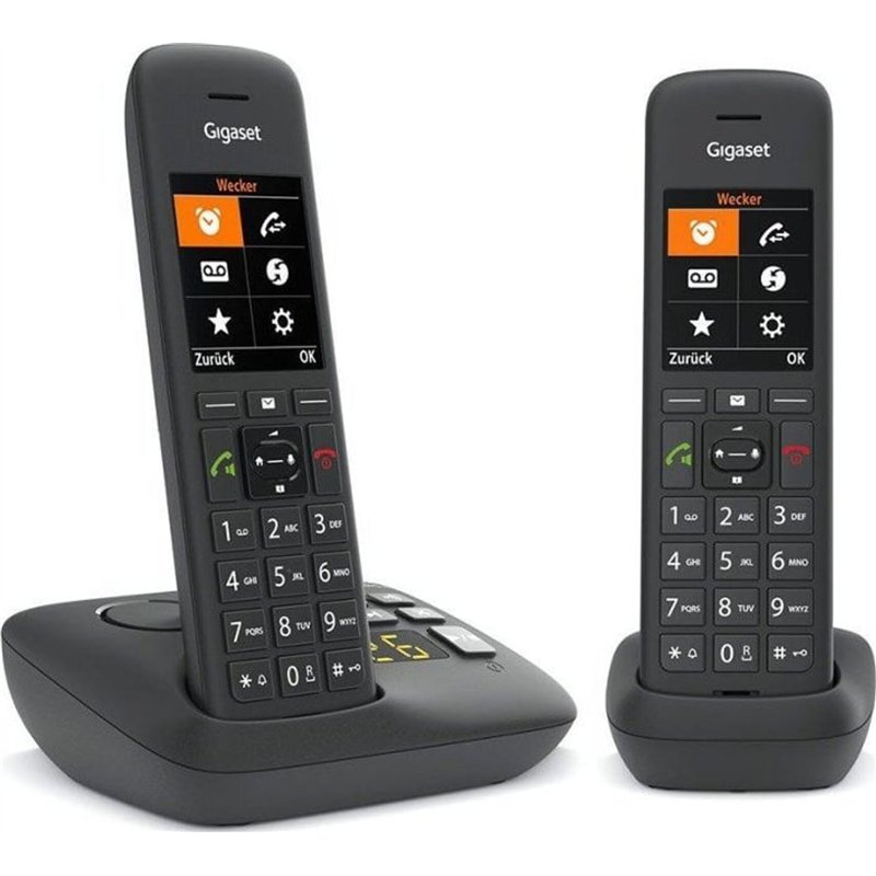 GIGASET C575A Duo preto com comutadores analógicos DECT 2 dispositivos Ecrã TFT colorido Mãos livres Agenda para 200 entradas De