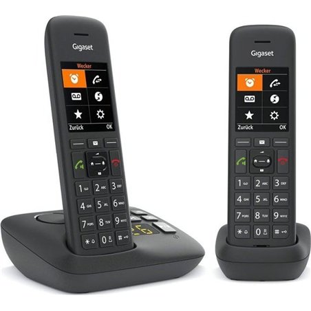 GIGASET C575A Duo preto com comutadores analógicos DECT 2 dispositivos Ecrã TFT colorido Mãos livres Agenda para 200 entradas De