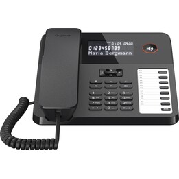 GIGASET DESK 600 schwarz schnurgebundenes Tisch- und Wandtelefon LC-Display 7 Direktwahltasten Telefonbuch hörgerätekompatibel