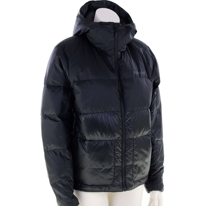 Chaqueta con capucha y plumón para mujer, color negro, talla M, MARMOT