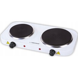 Esperanza EKH014W Yellowstone, placa eléctrica dupla de 2500 W com duas zonas de cozedura e controlo térmico, Branco