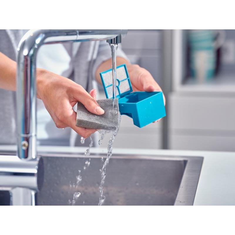Leifheit Regulus Aqua PowerVac Aspiradora escoba Batería Seca y húmeda Espuma Sin bolsa Azul, Gris, Blanco