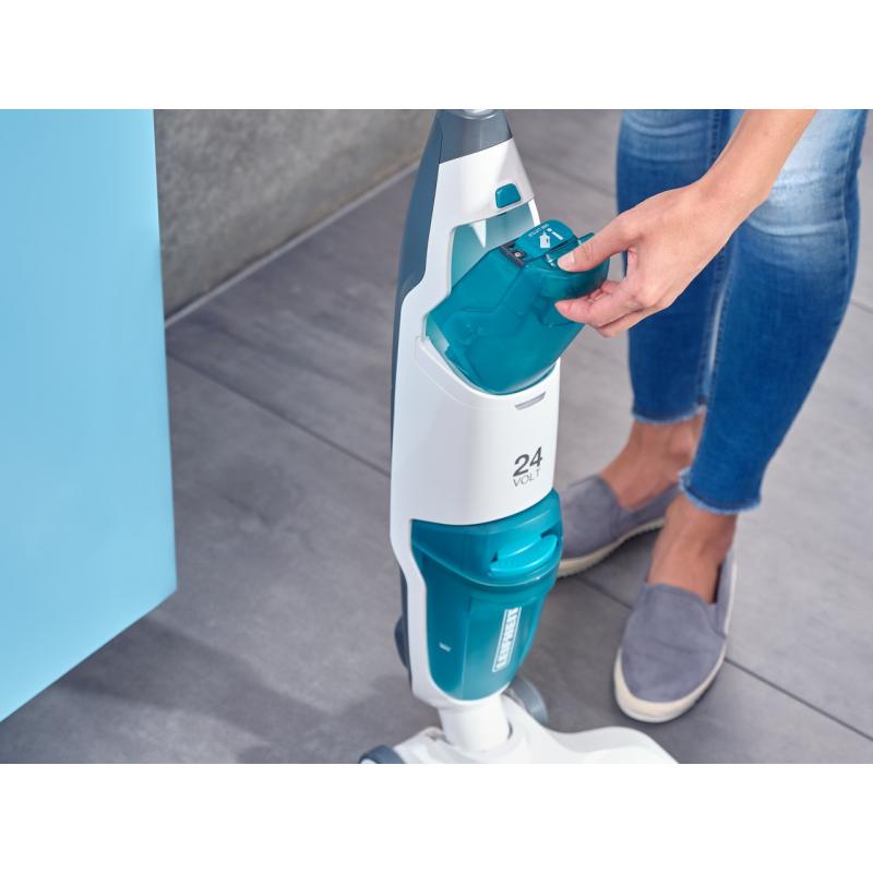 Leifheit Regulus Aqua PowerVac Aspiradora escoba Batería Seca y húmeda Espuma Sin bolsa Azul, Gris, Blanco