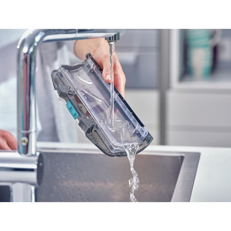 Leifheit Regulus Aqua PowerVac Aspiradora escoba Batería Seca y húmeda Espuma Sin bolsa Azul, Gris, Blanco