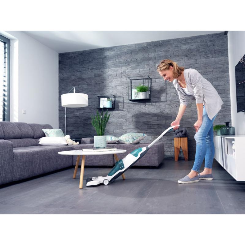 Leifheit Regulus Aqua PowerVac Aspiradora escoba Batería Seca y húmeda Espuma Sin bolsa Azul, Gris, Blanco