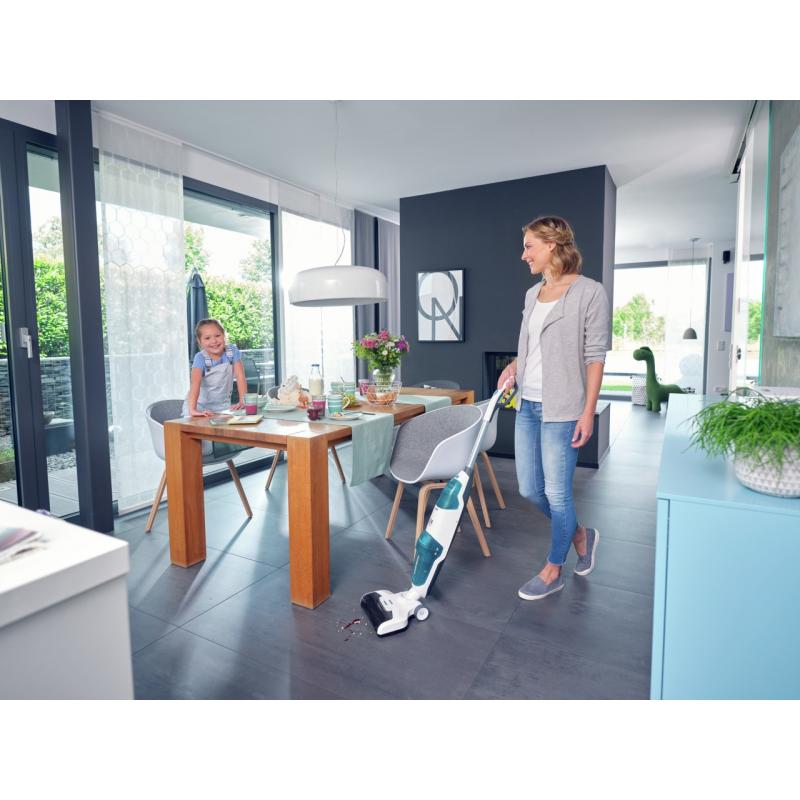 Leifheit Regulus Aqua PowerVac Aspiradora escoba Batería Seca y húmeda Espuma Sin bolsa Azul, Gris, Blanco