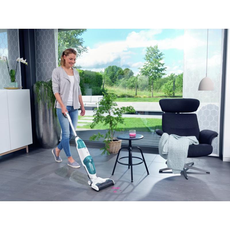 Leifheit Regulus Aqua PowerVac Aspiradora escoba Batería Seca y húmeda Espuma Sin bolsa Azul, Gris, Blanco