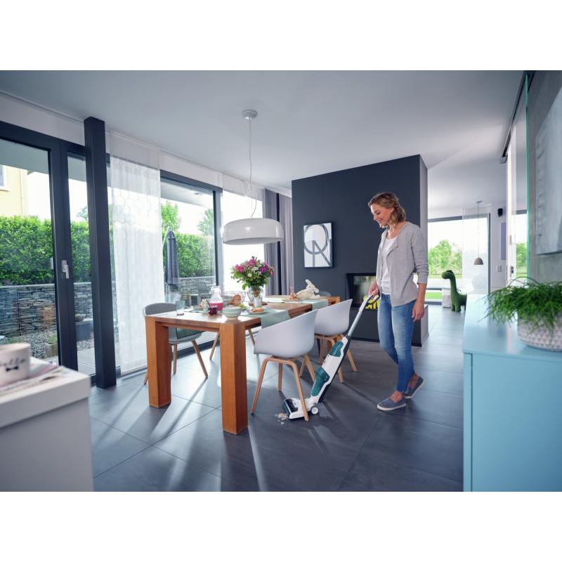 Leifheit Regulus Aqua PowerVac Aspiradora escoba Batería Seca y húmeda Espuma Sin bolsa Azul, Gris, Blanco
