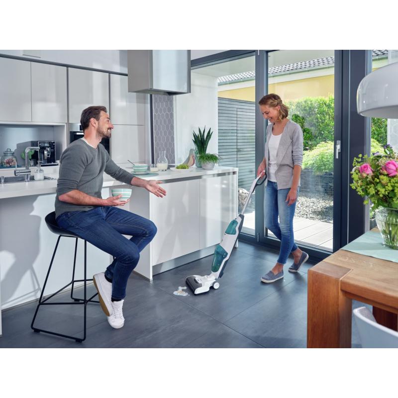 Leifheit Regulus Aqua PowerVac Aspiradora escoba Batería Seca y húmeda Espuma Sin bolsa Azul, Gris, Blanco