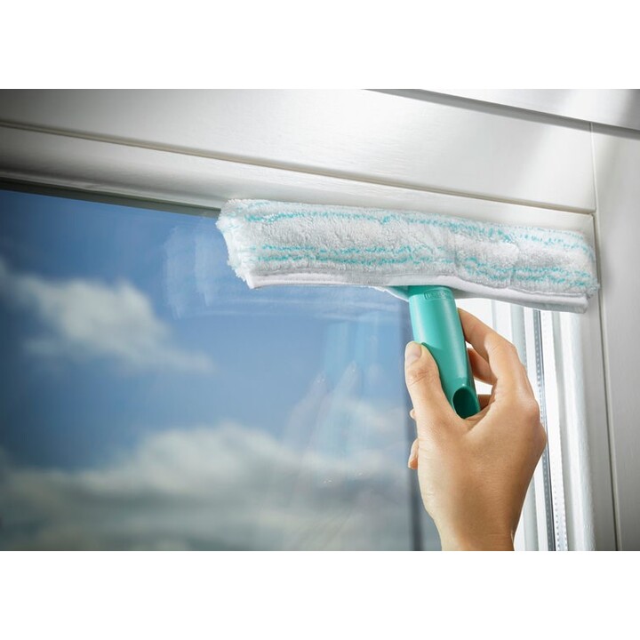Leifheit 51016 Aspirateur de fenêtre électrique avec poignée pour le nettoyage en hauteur, bleu