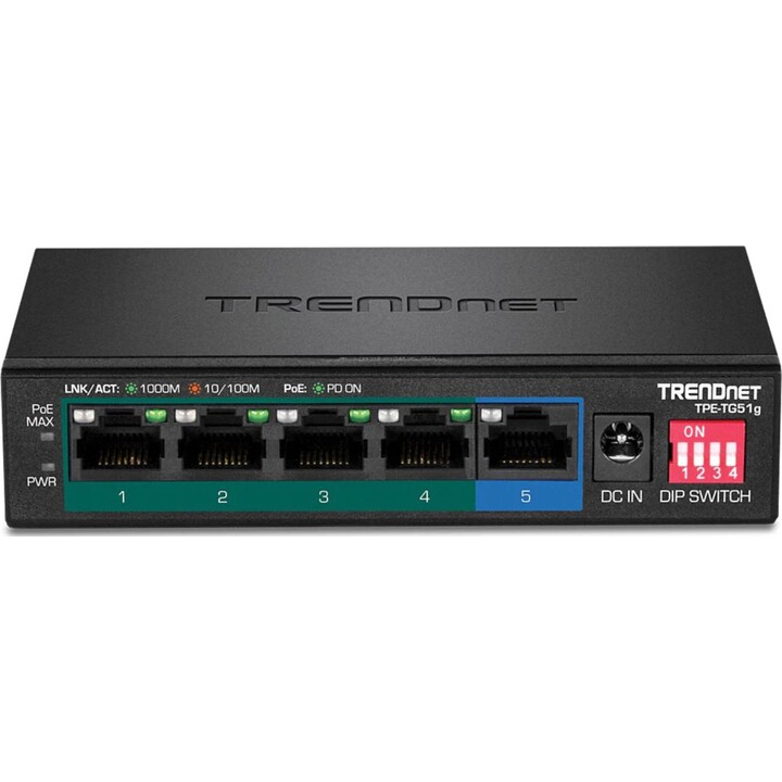 Conmutador Trendnet Tpe-Tg51g 5 Puertos Rj-45 Gigabit (10/100/1000) Poe