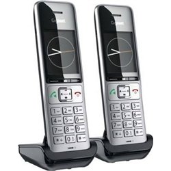 Téléphone DECT/analogique Gigaset COMFORT 500HX Duo avec identification de l'appelant, noir et argent