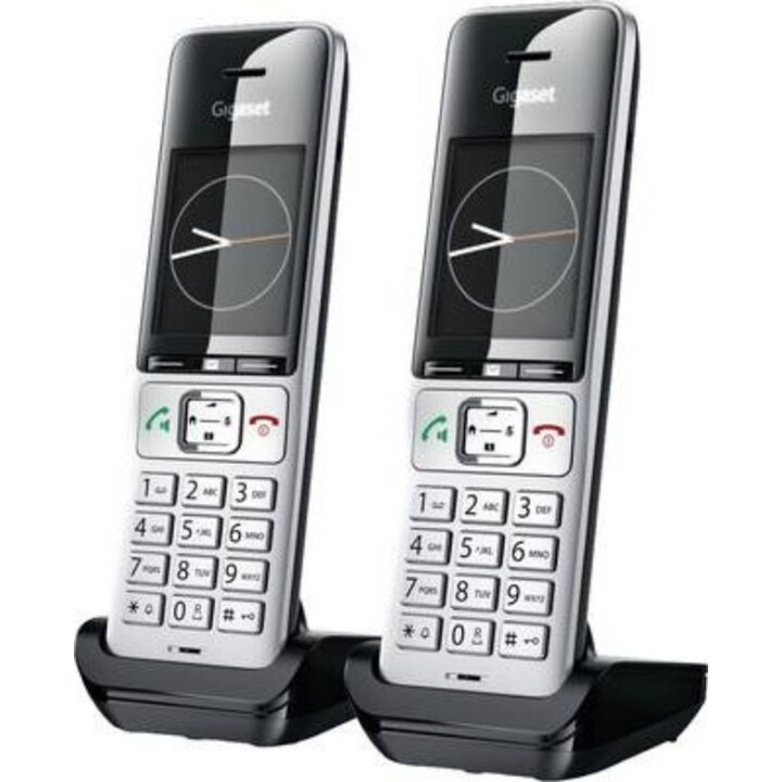 Gigaset COMFORT 500HX Duo DECT/Analog Phone Identificação do chamador Preto, Prateado