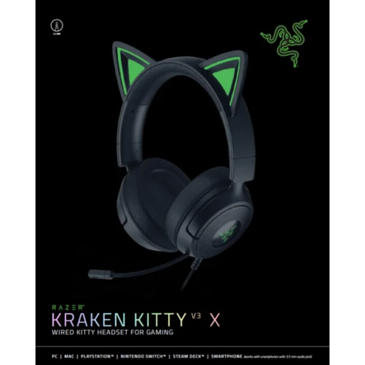 Fones de ouvido Razer Kraken Kitty V3 X pretos (rz04-05350200-r3m1)