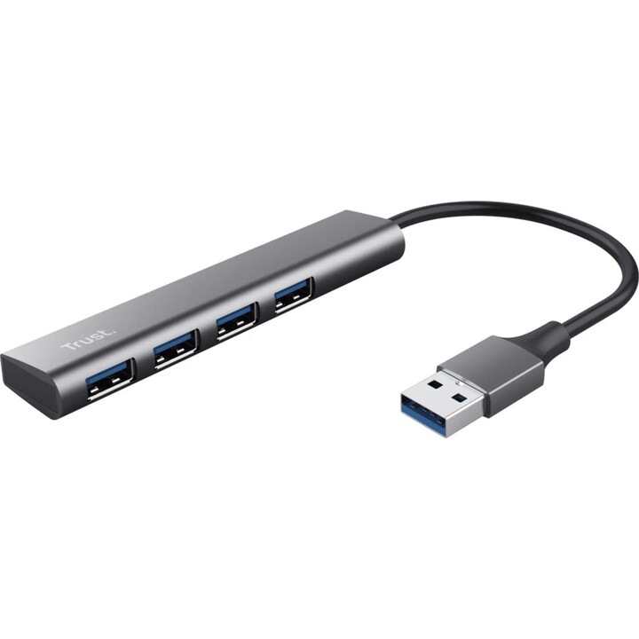 Concentrador Trust Halyx USB 3.2 Gen 1 (3.1 Gen 1) Type-A 5 Mbit/s Negro, Gris