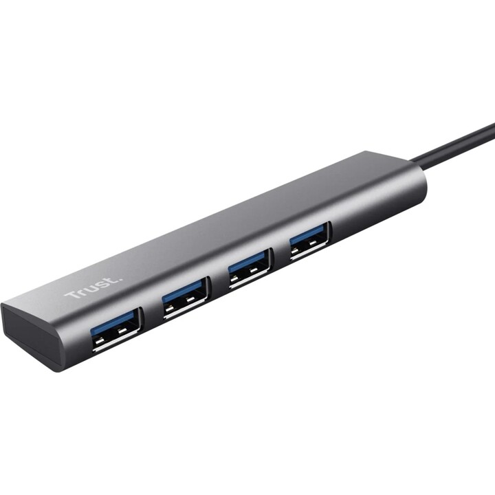 Concentrador Trust Halyx USB 3.2 Gen 1 (3.1 Gen 1) Type-A 5 Mbit/s Negro, Gris