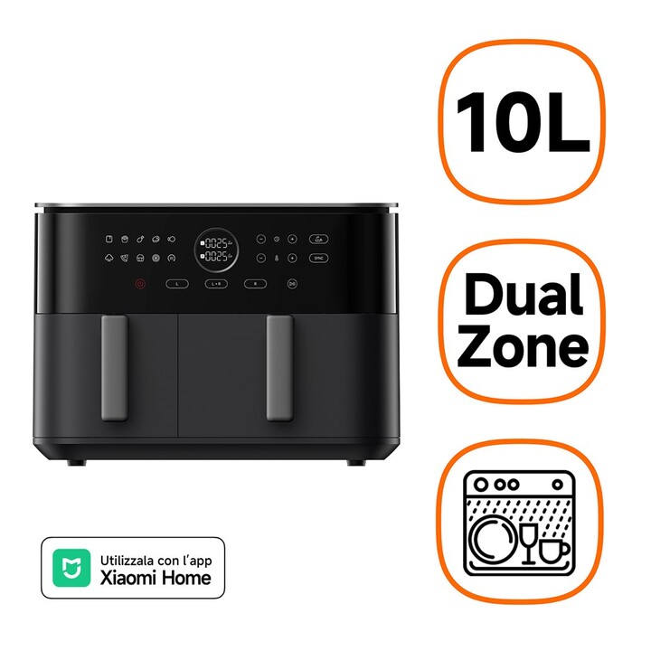 Xiaomi MAF-D1001 Double 10 L Autonome 2700 W Friteuse d’air chaud Noir