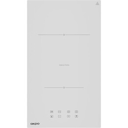 Akpo, PIA 6802, Placa de inducción de 60 cm con 2 zonas de cocción rápida y control táctil deslizante, Blanco