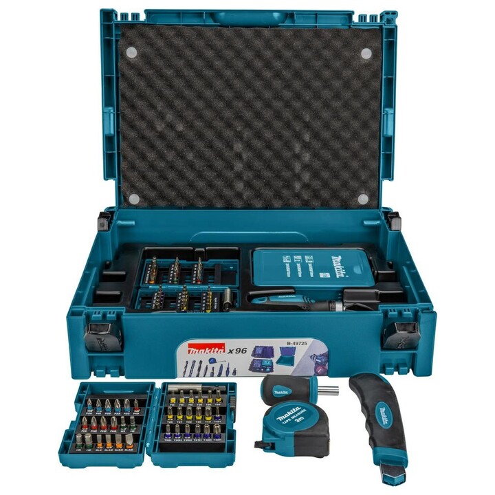 Makita B-49725, set di cacciavite e bit 96 pezzi, acciaio speciale ad alte prestazioni, verde/argento