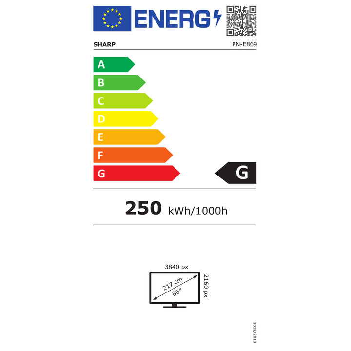 Sharp-nec Multisync E869 86" E Series Lfd, Uhd, 400cd/m2, Direct Led Backlight, 18/7 Proof, Media Player (60006186)