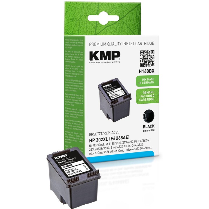 KMP printer cartridge H168BX black compatible with HP 302XL (F6U68AE)