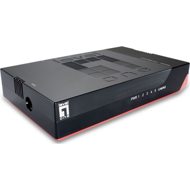 LevelOne GSW-0507 commutateur Gigabit 5 ports noir/rouge