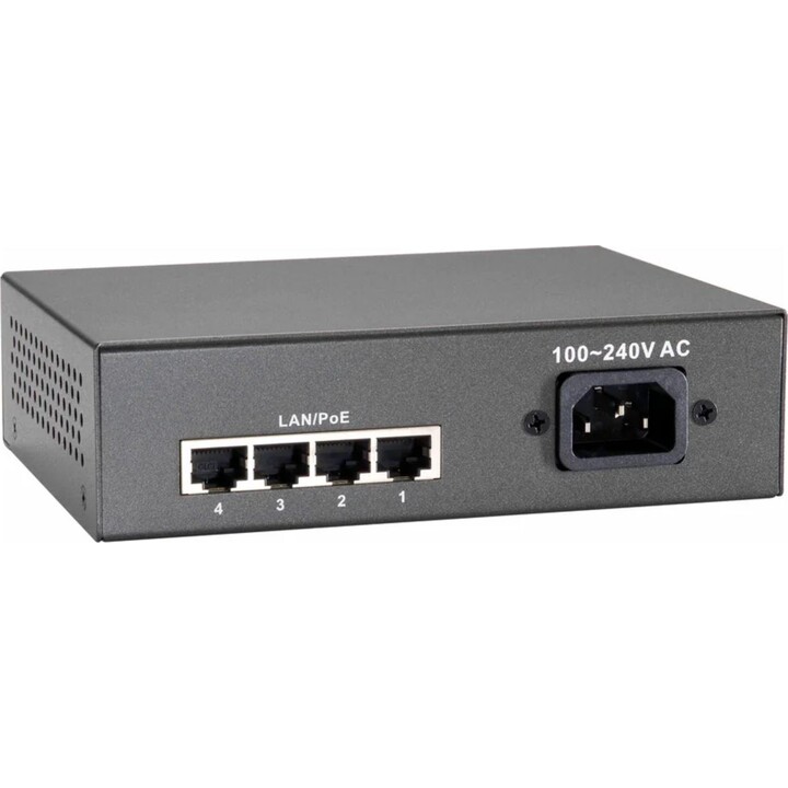 FEP-0511 LevelOne Conmutador PoE Fast Ethernet de 5 puertos, 802.3at/af PoE, 4 salidas PoE, 65W