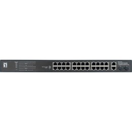 LevelOne FGP-2831 Conmutador PoE Fast Ethernet de 28 puertos, 24 salidas PoE, 2 x Gigabit RJ45, 390W