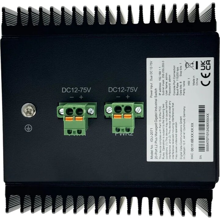 LevelOne IGU-2071 conmutador Industrial Gigabit Gestionado L2 Plus de 20 Puertos, 16x 1GbE RJ45, Carril DIN