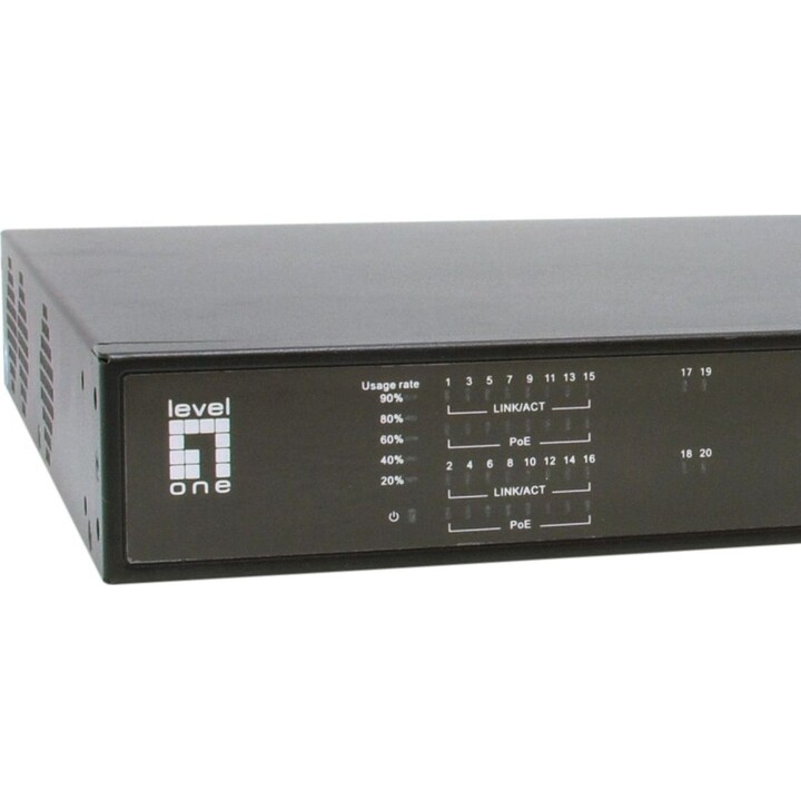 Switch 16x GE GEP-2021 2xGE 2xGSFP 19" 270W 16xPoE+