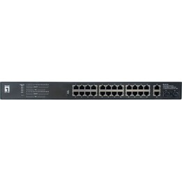 Switch 24x GE GEP-2821 2xGE 2xGSFP 19" 390W 24xPoE+