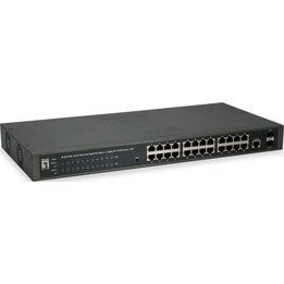 Switch 24x GE GEP-2652 2xGSFP 19" 370W 24xPoE+