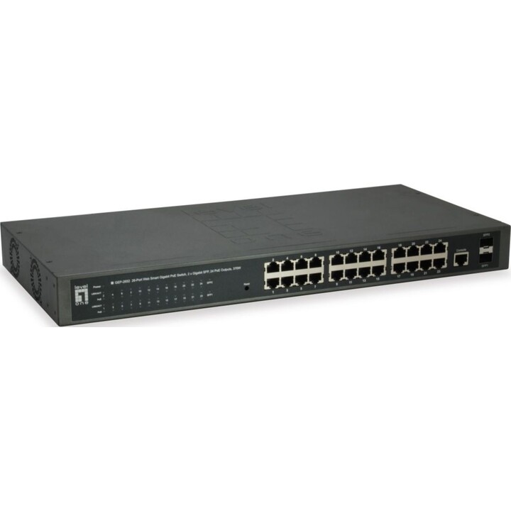 Commutateur 24x GE GEP-2652 2xGSFP 19" 370W 24xPoE+