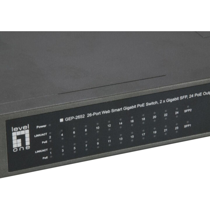 Commutateur 24x GE GEP-2652 2xGSFP 19" 370W 24xPoE+