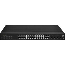 LevelOne Hilbert conmutador Lite Inteligente Gigabit Industrial de 28 puertos, 24x Gigabit RJ45, 4x Combo SFP/RJ45