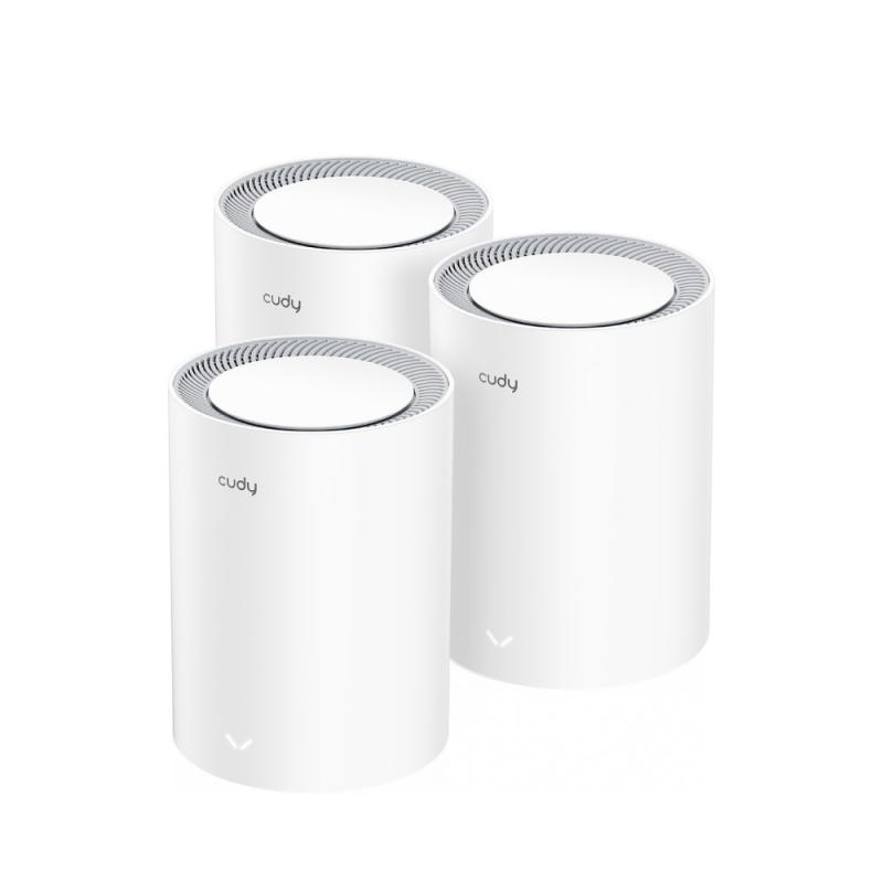 Cudy M3000 3-PACK sistema Wi-Fi Mesh (Wi-Fi en malla) Doble banda (2,4 GHz / 5 GHz) Wi-Fi 6 (802.11ax) Gris, Blanco 1 Interno
