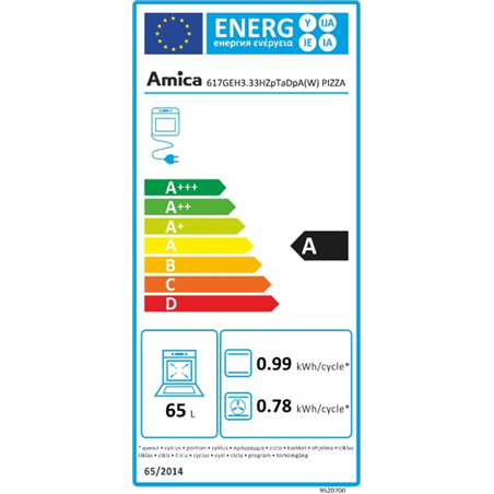 Amica Gas / Electric Cooker 617GEH3.33HZPTADPA(W 60cm 4 Zones White Black