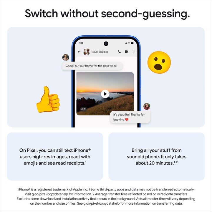 Smartphone Google Pixel 10 5G, 12 GB de 128GB, 6,3 polegadas OLED, Gemini IA, 4970mAh, Frost