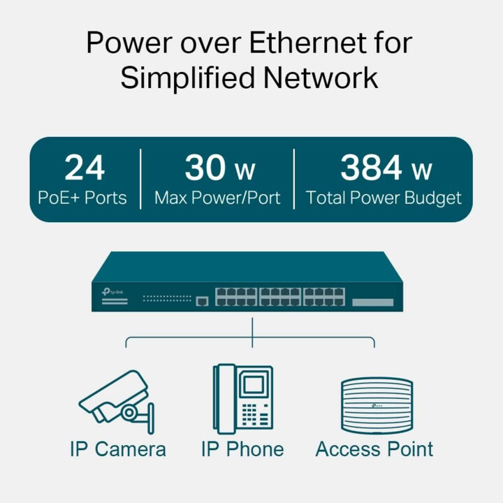 INTERRUTTORE TP-LINK 24 GESTIONE PORTE 10-100-1000 POE