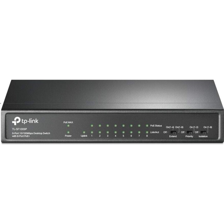 Conmutador TP-Link TL-SF1009P de 9 puertos 10/100 Mbps con 8 PoE+