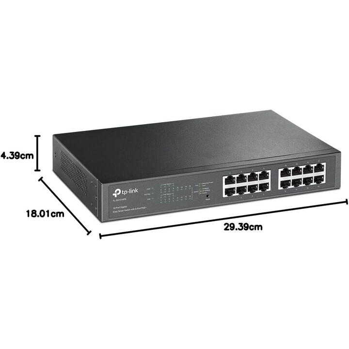 TP-LINK TL-SG1016PE Managed Gigabit Ethernet (10/100/1000) Black Power over Ethernet (PoE)