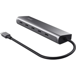 Trust Halyx 5-Port USB-C Hub, Aluminium, Silber