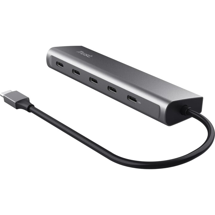 Trust Halyx hub USB-C de 5 portas, alumínio, prateado