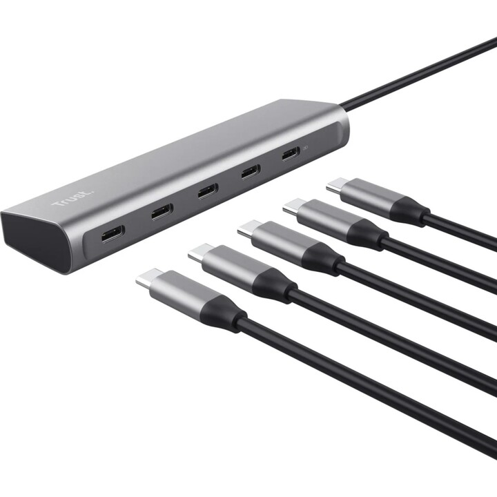 Trust Halyx Hub USB-C a 5 porte, alluminio, argento