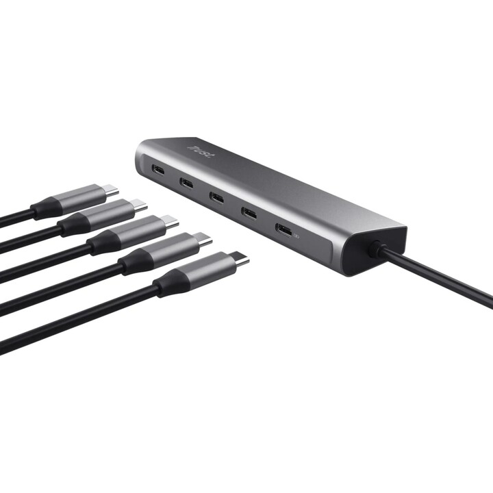 Trust Halyx hub USB-C de 5 portas, alumínio, prateado