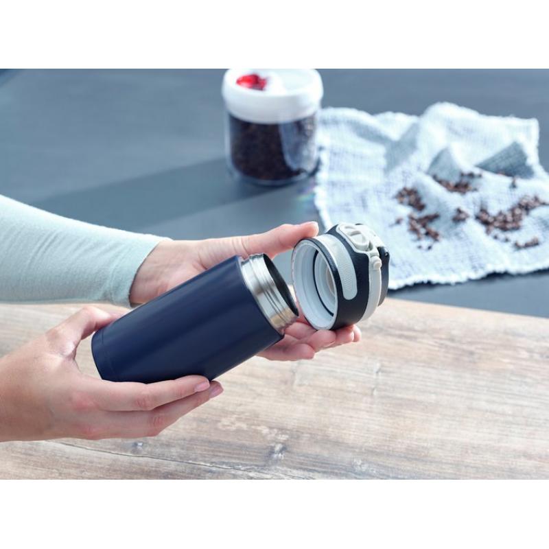 Leifheit 03247 taza de viaje 350 ml Negro, Azul Acero inoxidable